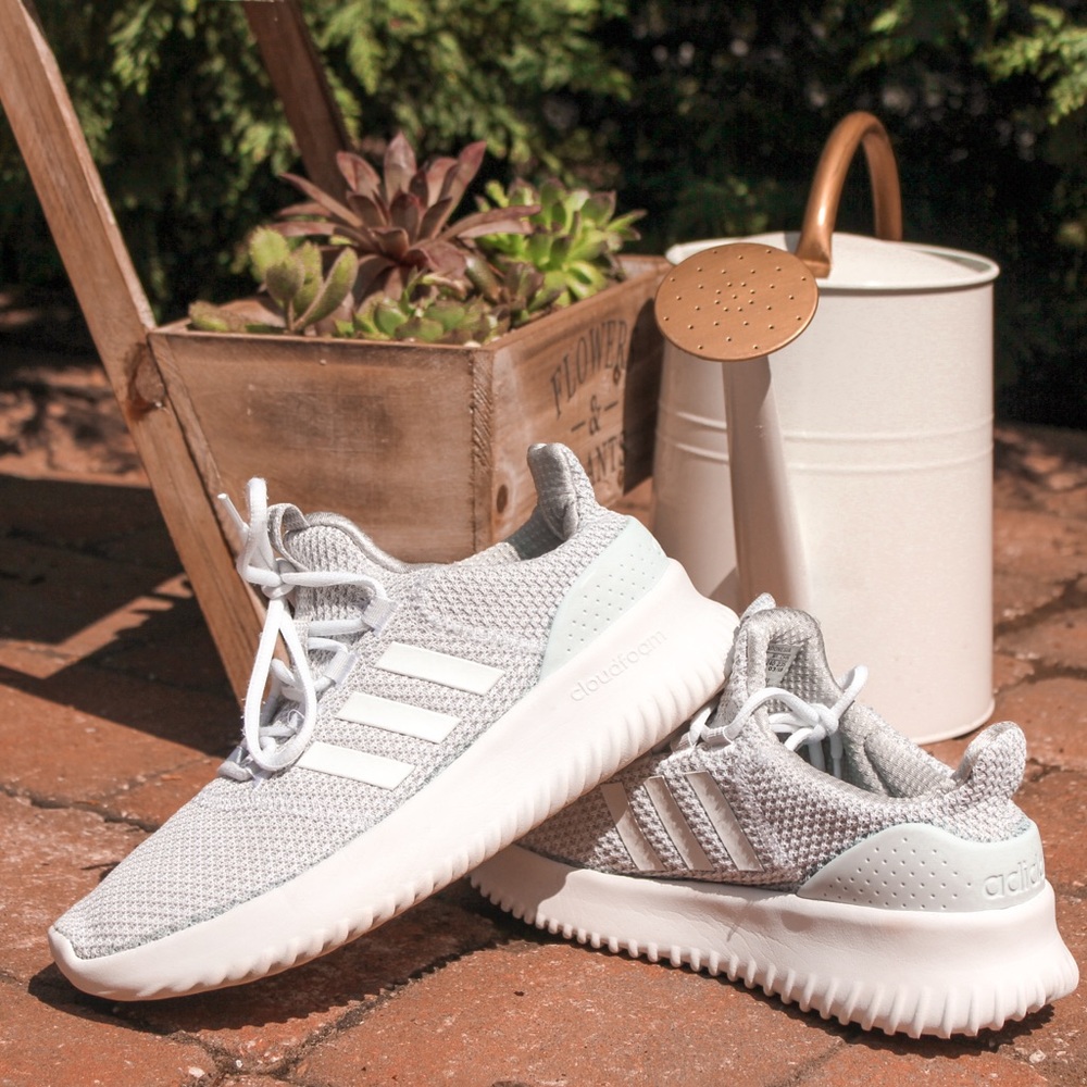 All white adidas cloud foam